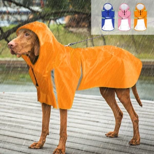 Dog Raincoat with Hood Waterproof Outdoor Pet Doggie Rain Coat Rainwear Clothes - Picture 1 of 15