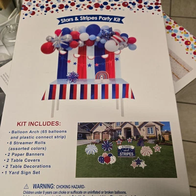 Kit Decoración Fiesta Patriótica Estrellas y Rayas, 80 Piezas, Rojo/Blanco/Azul Foto 1 de 3