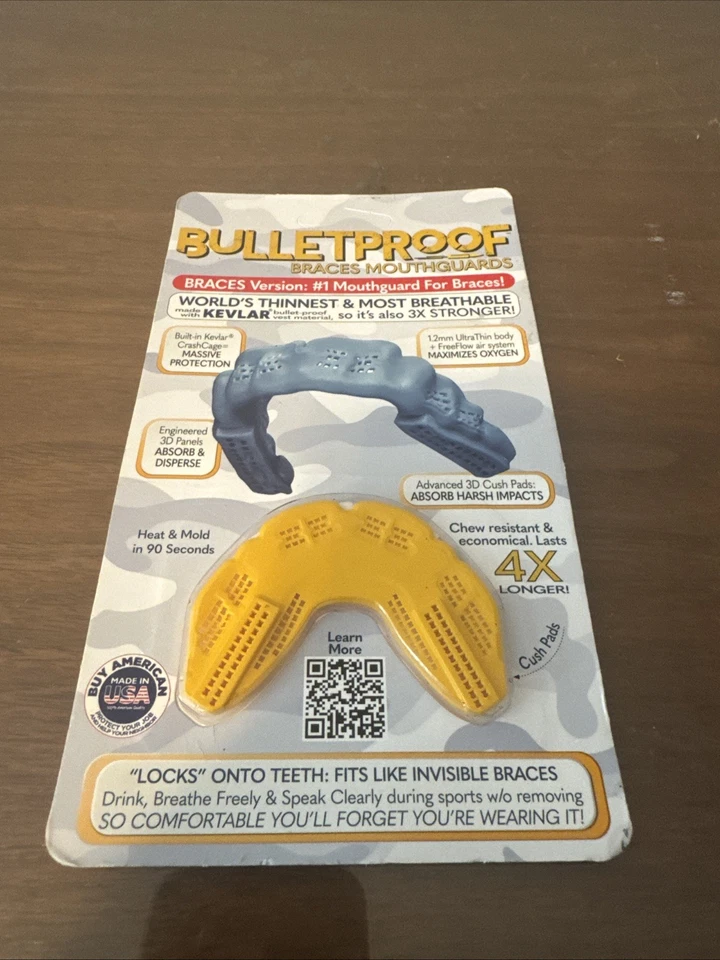 Protector bucal transpirable a prueba de balas para aparatos ortopédicos versión amarillo Foto 1 de 2
