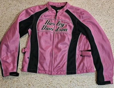 Chaqueta Harley Davidson Rosa Negra Malla Deletreada con Armadura Talla M (Sin Placas) Foto 1 de 4