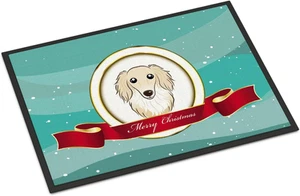 BB1522JMAT Longhair Creme Dachshund Merry Christmas Doormat 24X36 Front Door Mat - Picture 1 of 12