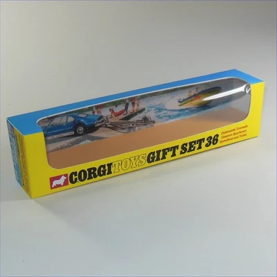 Corgi Toys Gift Set 36 Oldsmobile Toronado Glastron Boat Empty Repro Box & Tray - Image 1 of 4