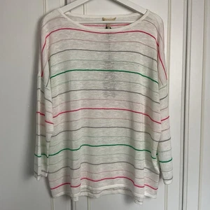 Phase Eight Linen Blend Knit Jumper Size UK L  New Ivory Striped Miley Ripple - Picture 1 of 12