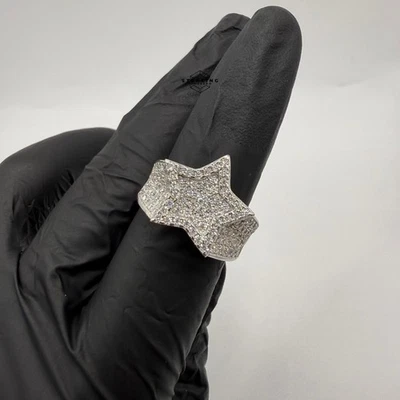 Moissanite Star Ring Mens Pass Testers Solid 925 Silver Multi Size Bustdown - Image 1 of 4