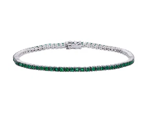 Pulsera Tenis de Oro Blanco 18kt. Con Esmeraldas Naturales Ct. 3,53 - Imagen 1 de 5