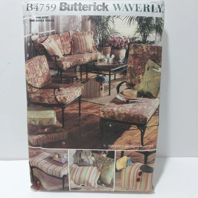 Butterick B4759 Waverly Patio Cushions Rug Pillow Sewing Pattern Uncut Home 2006 - Image 1 of 4
