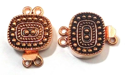 2 Pcs 23X14X7mm Bali Box Clasp Two Strand Oxidized Copper - Image 1 of 3