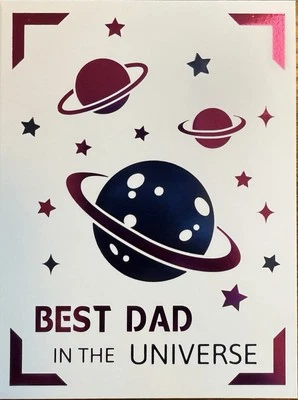 День отца лучший папа во Вселенной фиолетовый синий фольга поздравительная открытка конверт #5844 - Изображение 1 из 3