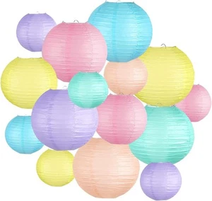 Pastel Paper Lanterns Decorative, Yellow, Pink, Purple, Green and Blue - Picture 1 of 6