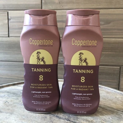 (2) Loción protectora solar de amplio espectro Coppertone bronceado y FPS 8 - caducidad 26/03X Foto 1 de 4