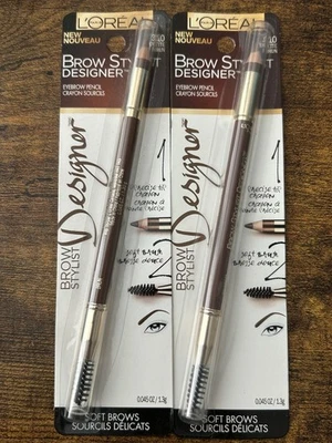 L'Oreal Paris Brow Stylist Designer Eyebrow Pencil 310 Brunette Rare HTF 2 Pack - Image 1 of 3