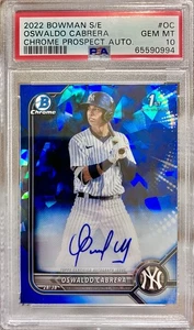 2022 Bowman 1st Sapphire Oswaldo Cabrera PSA 10 Auto Yankees Guarenas Venezuela - Picture 1 of 2