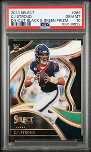 2023 Select CJ Stroud Rookie Club Level Die-Cut Black & Green Prizm #289 PSA 10 - Picture 1 of 2