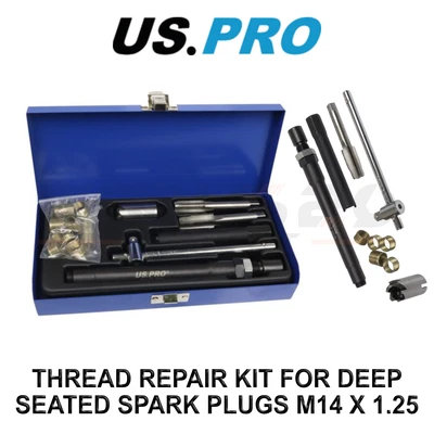 US PRO Tools Kit di riparazione filetto per candele profonde M14 x 1,25 5916
