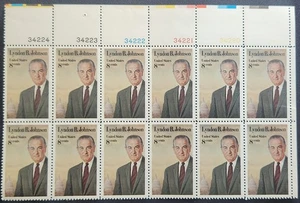 US Scott 1503 - Lyndon B Johnson - MNH - 1973 Issue - Plate Block of 12 - Picture 1 of 1