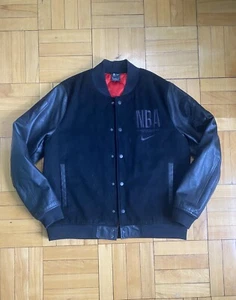 Nike Air Destroyer Courtside Paris NBA Letterman Jacket Leather Wool Felt - Picture 1 of 9