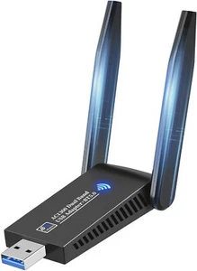 Wifi Bluetooth Dongle Adapter USB 3.0 5 DBI Dual Band 2.4/5.8G 1300Mbps 2 In 1 - Picture 1 of 7