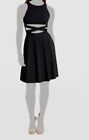 $188 Dress The Population Women's Black Mariela Cutout Fit & Flare Dress Size S