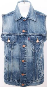 Levi Strauss & Co. Blue Denim Distressed Button sleevleless Jean Vest Women's S - Picture 1 of 9