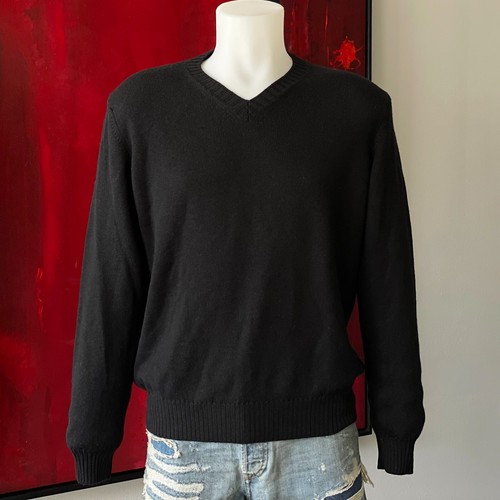 SAINT LAURENT (YSL) Maglione da uomo vintage YVES SAINT LAURENT Pour Homme lana vergine nera taglia 50