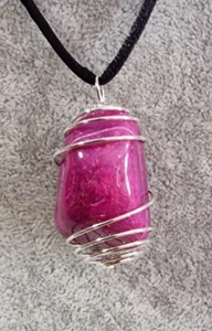 Anhänger Mit Achat Fuxia Naturstein Rose Halskette Quarz Kristall Geschenk - Bild 1 von 6