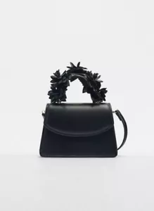 Zara Mini Floral Handle Crossbody Bag Black - Picture 1 of 7