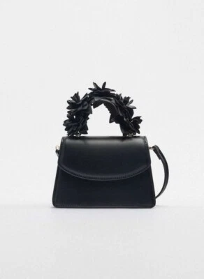 Zara Mini Floral Handle Crossbody Bag Black - Image 1 of 4