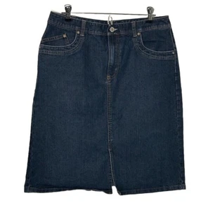 Falda vaquera puño francés para mujer talla 10 elástica recta frontal abertura lavado índigo - Imagen 1 de 10
