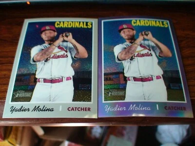  TOPPS HERITAGE 2019 PURPLE CHROME+CHROME 900/999 THC-439 YADIER MOLINA CARDINAL - Image 1 of 2