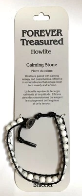 Howlite Bracelet Beads Leather Weaving Metal Clasp Calming Stone Reiki Anxiety - Image 1 of 4