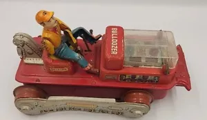 Vintage Rare Tin Toy Battery Operated Bulldozer Tin Toy Japan Collectible - Picture 1 of 9