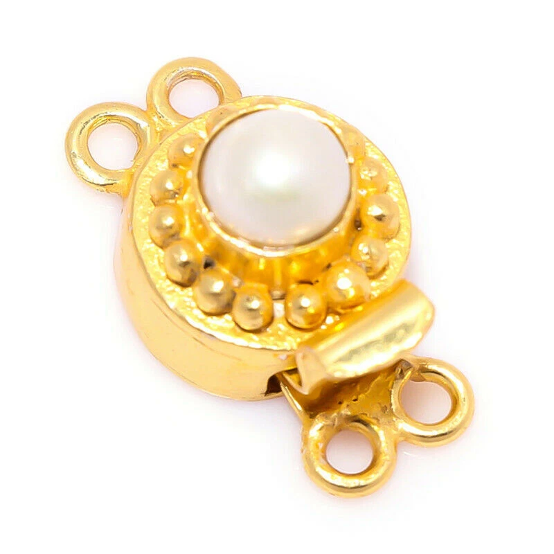 5 PC PEARL BOX GEMSTONE CLASP 2 STRAND 18K GOLD PLATED 621 ACN-133 - Image 1 of 1
