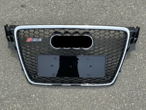 Für Audi A4 B8 08-12 RS4 Stil Kühlergrill Wabengrill Front Grill Schwarz+Chrome - Bild 1 von 5