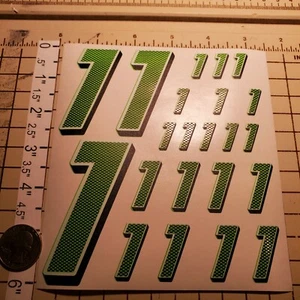 Carbon Fiber Black w/Lime/Black #1's Racing Numbers Vinyl Decal Sheet 1/10-1/12  - Picture 1 of 11