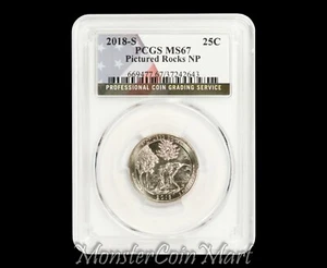 2018-S Pictured Rocks National Park Quarter PCGS MS67 - Picture 1 of 2
