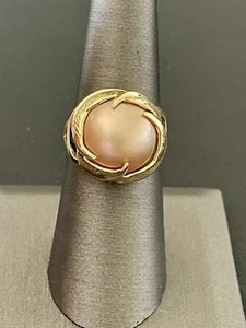 14KY 15 MM Pearl Ring Size 7 (K28) - Picture 1 of 7
