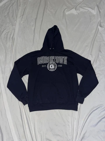 georgetown university hoyas champion hoodie hoody sweatshirt mens size large Cover