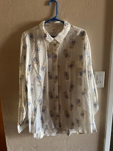 NEW Aerie Peanuts Off Duty Seersucker Shirt Size XXL Long Sleeve Button Blouse - Picture 1 of 10