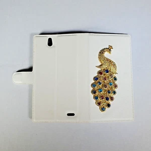 Handy Weiß Cover Case Pfau Rauten Design  - Bild 1 von 4