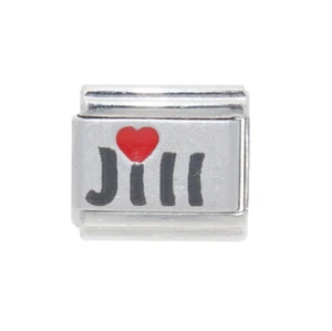 Jill - Name rotes Herz Laser - passend für 9mm klassische italienische Bettelarmbänder - Bild 1 von 1