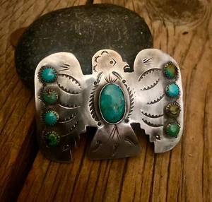 FLASH SALE!! Thunderbird Belt Buckle Sterling Silver Vintage Royston Stones RRL - Picture 1 of 14