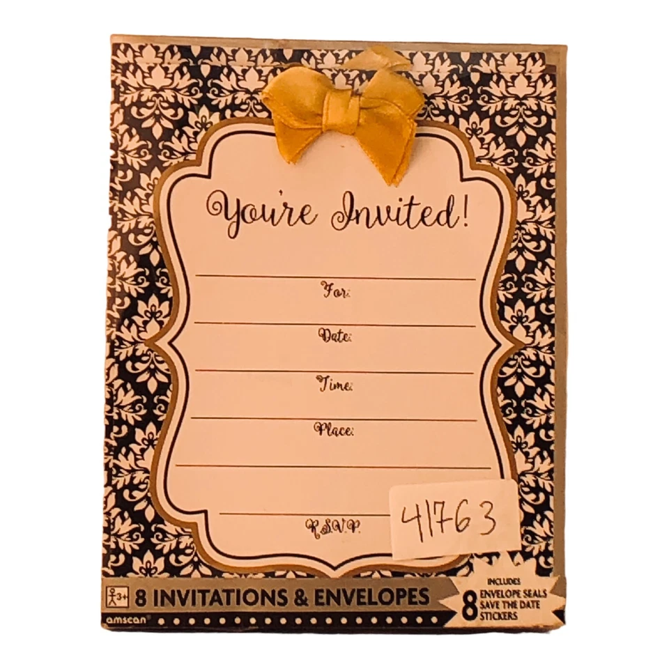 Invitaciones y sobres de fiesta en blanco y negro - 3 paquetes Foto 1 de 1