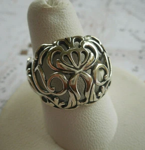 Oxidized Sterling Silver Carolyn Pollack Domed Filigree Ring  Size 8.25  2811M1 - Picture 1 of 9