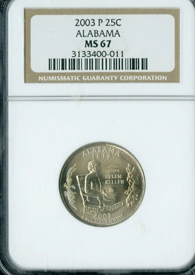 2003 P ALABAMA QUARTER NGC MS67 ONLY 2 FINER RARE  .  - Image 1 of 2