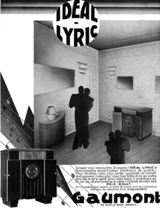 Fonógrafo lírico ideal Art Deco Gaumont original francés años 30 revista anuncio impreso - Imagen 1 de 1