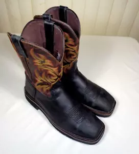 Justin Work boots leather square Comp Toe WK4818 brown Size 9.5D ~VGUC - Picture 1 of 24