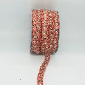 12 mm Koralle Pfirsich Gold Kristall Indisches Zopfband Borte Verzierung Nähen - Bild 1 von 1