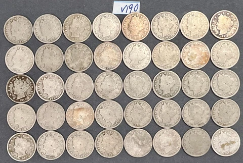 Roll of 40 Liberty V Nickels Old US Coins | V Nickel Lot | Estate Lot #V190 Cover