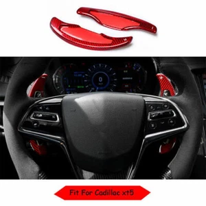 Steering Wheel Shift Paddles Red Carbon Fiber Fit For Cadillac XT5 2016-2020 DX - Picture 1 of 5