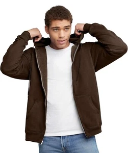 Hanes Ultimate Men's Full-Zip Hoodie - Dark Chocolate size S - Picture 1 of 6